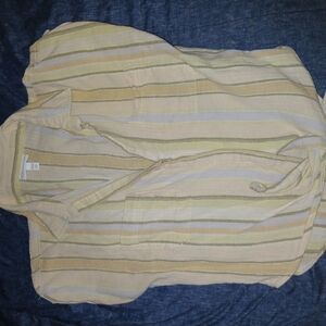 Shyanne Yellow Cream Cap Sleeve Polo Button Down Shirt